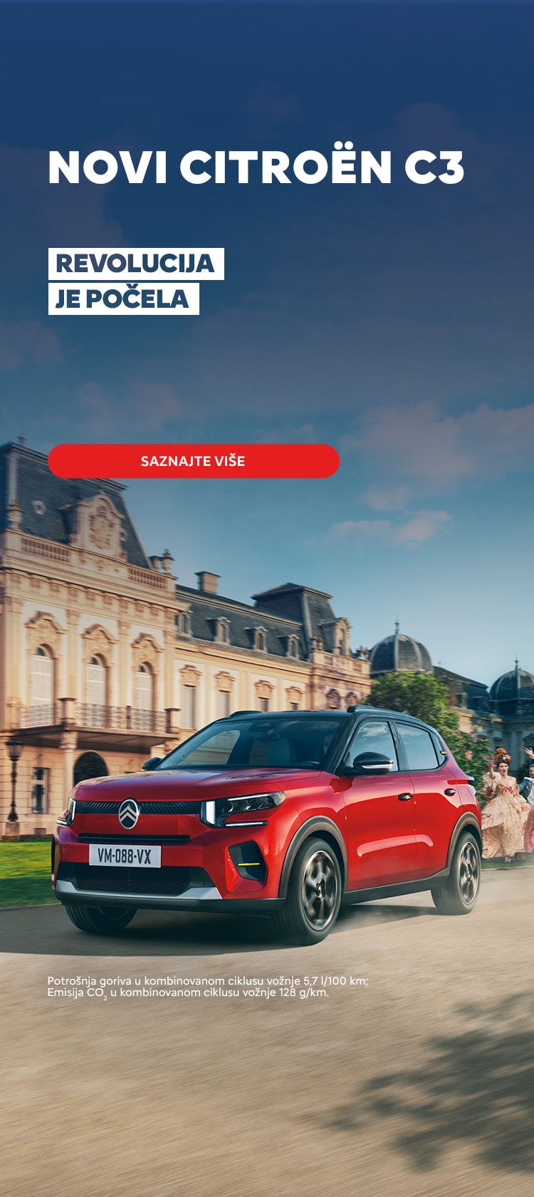 Red ë-C3 and blue ë-C3 drive in town